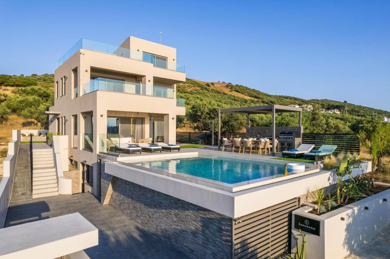 Villa Ekphrasis With Sea View And Jacuzzi Ravdhoúkha エクステリア 写真
