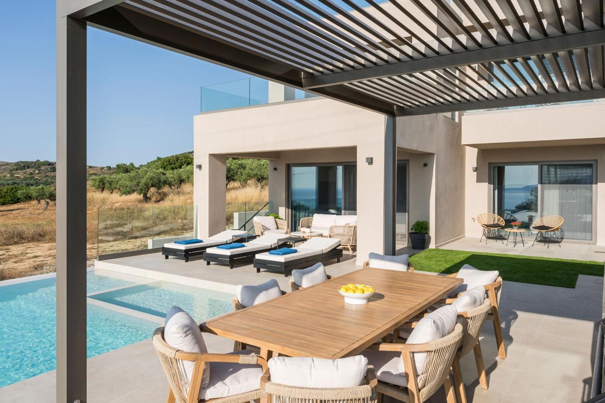 Villa Ekphrasis With Sea View And Jacuzzi Ravdhoúkha エクステリア 写真